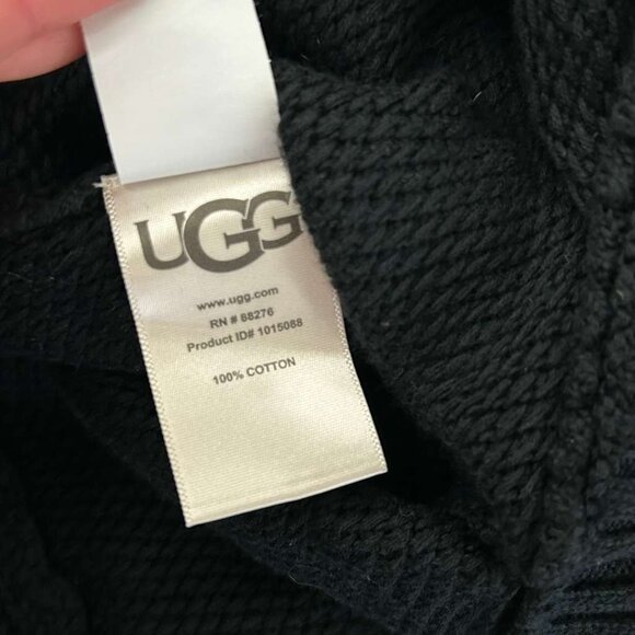 Ugg Womens XS/S Cape Poncho Black Cable Knit Sweater Arm Holes Pockets Oversized - Picture 6 of 14